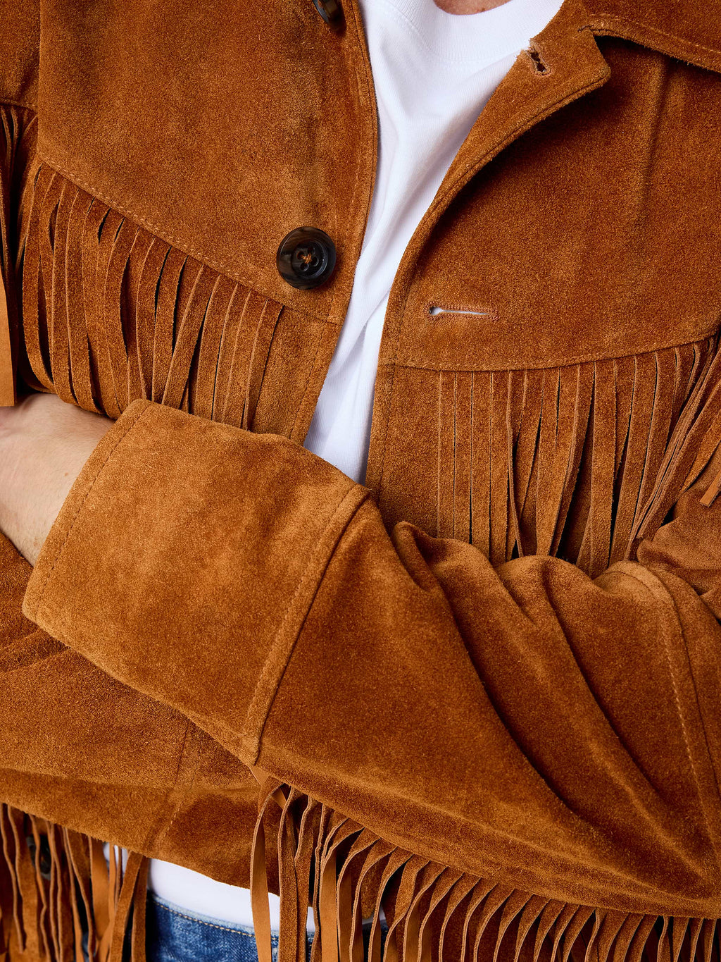Suede Fringe Jacket - Cognac Brown