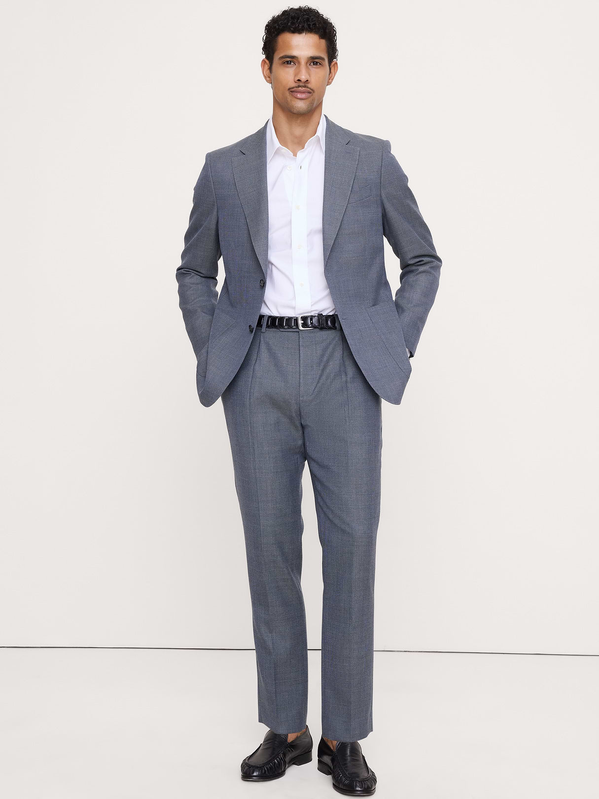 Tailored Slim-Fit Italian Wool Ventile Suit Pant - Utility Blue