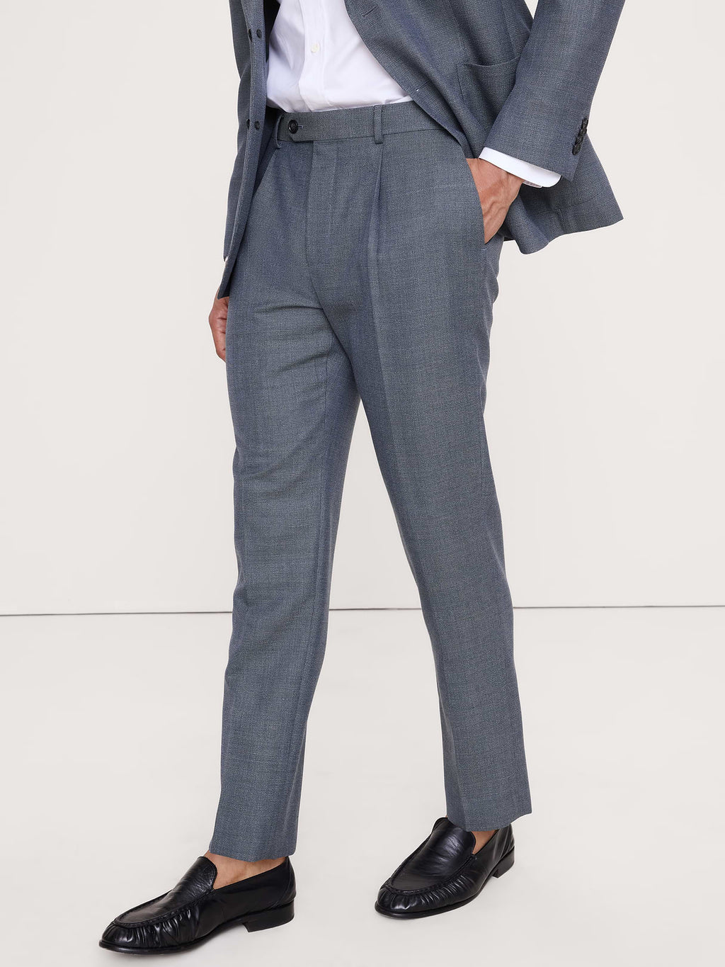 Tailored Slim-Fit Italian Wool Ventile Suit Pant - Utility Blue