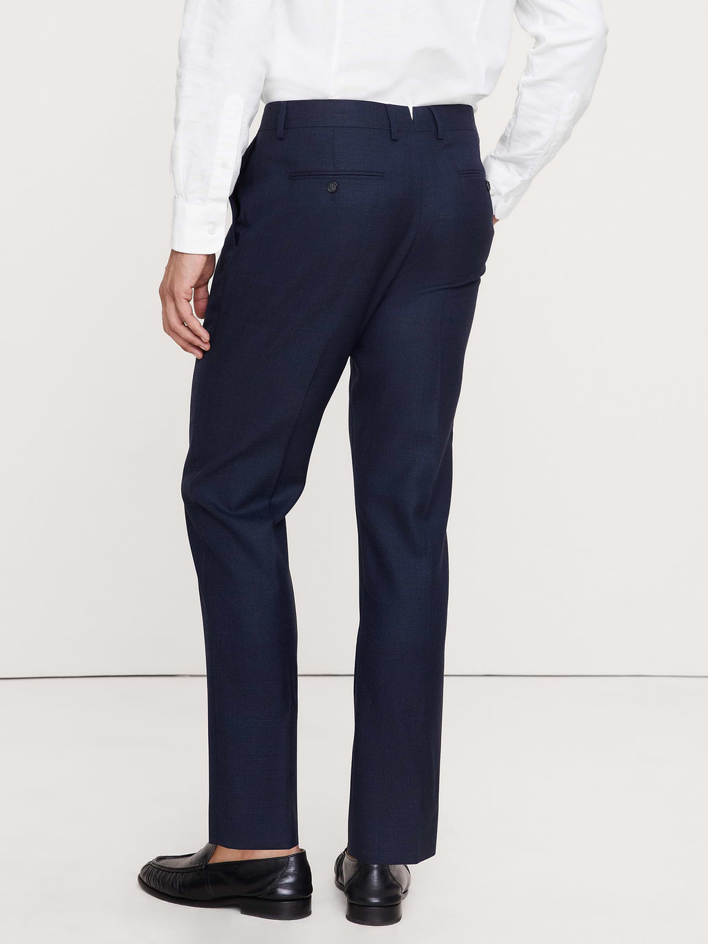 Tailored Slim-Fit Italian Wool Ventile Suit Pant - Navy Blue