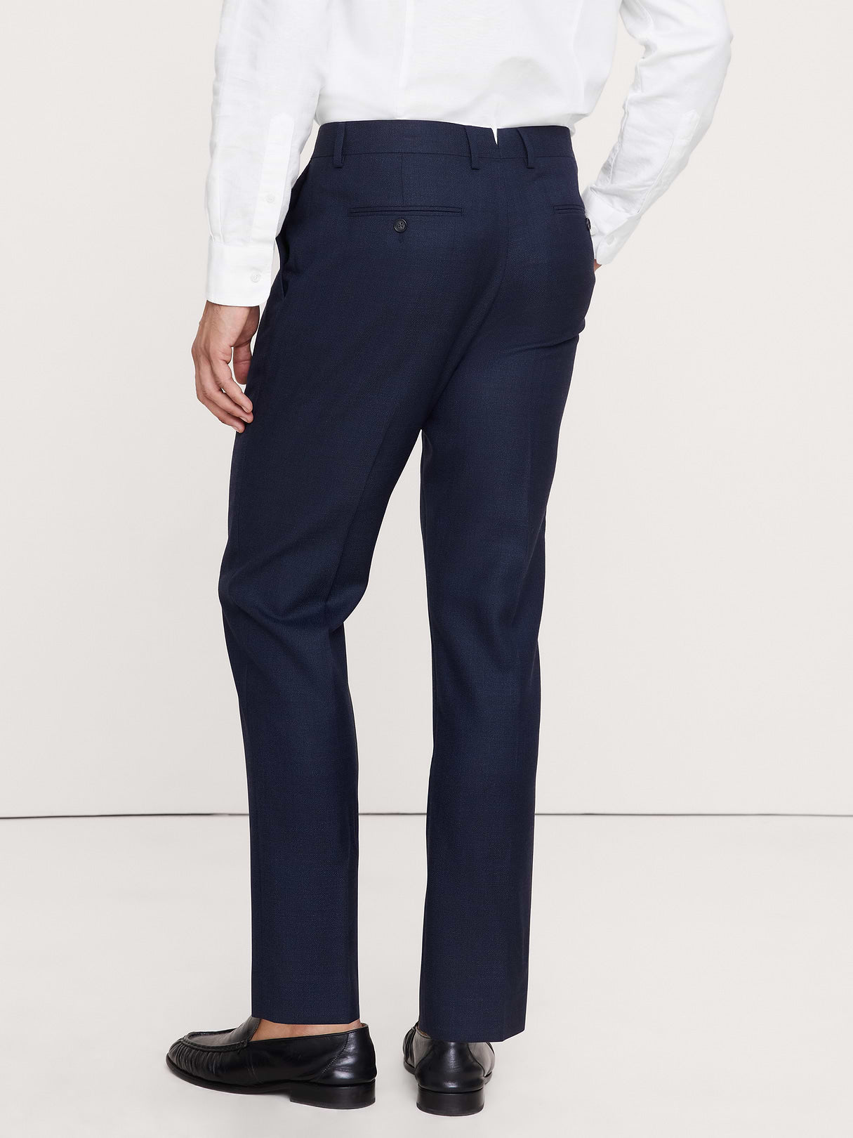 Tailored Slim-Fit Italian Wool Ventile Suit Pant - Navy Blue