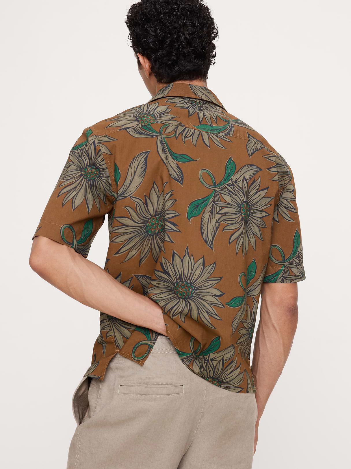 Relaxed-Fit Cotton Slub Resort Shirt - Brown Floral