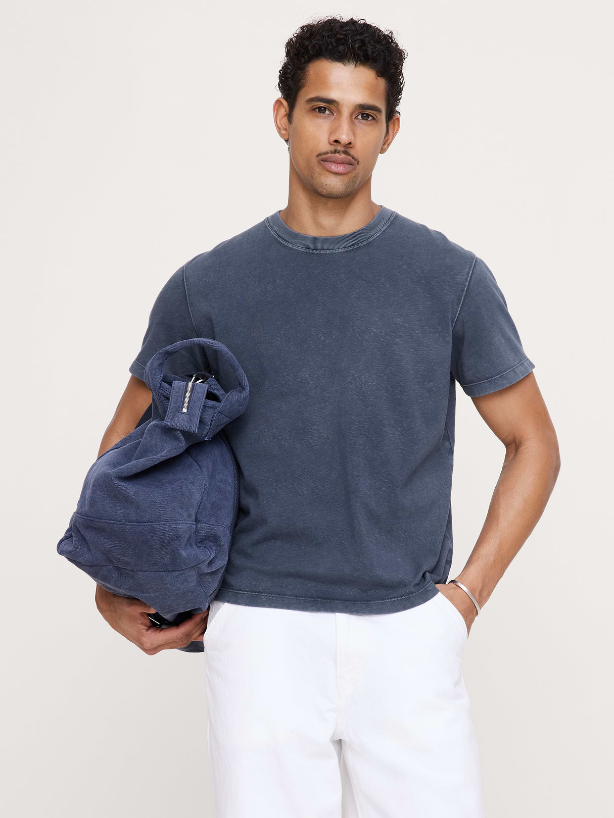 Midweight Cotton Slub Crew-Neck T-Shirt - Navy Blue
