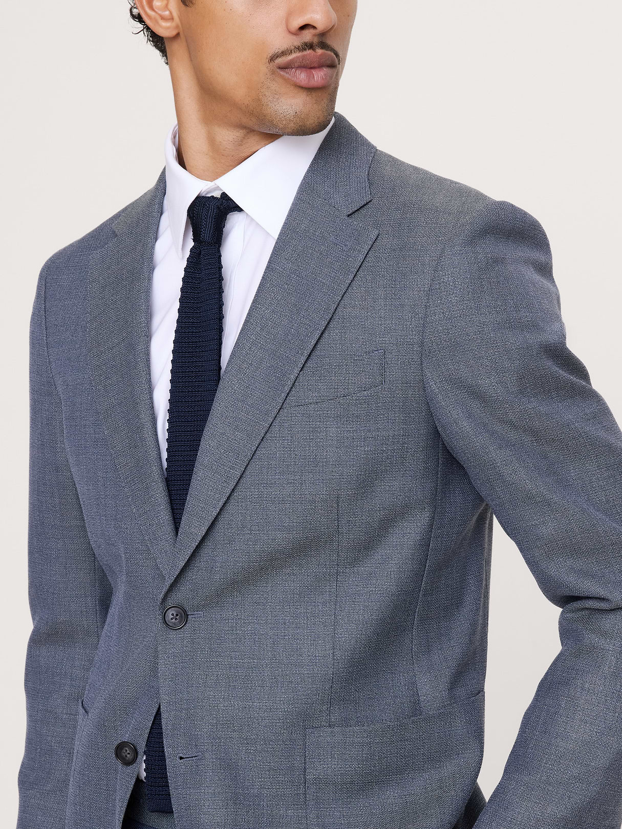 Tailored Slim-Fit Italian Wool Ventile Suit Jacket - Utility Blue