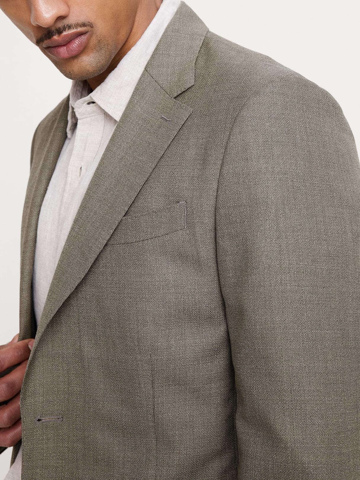 Tailored Slim-Fit Italian Wool Ventile Suit Jacket - Green Marble