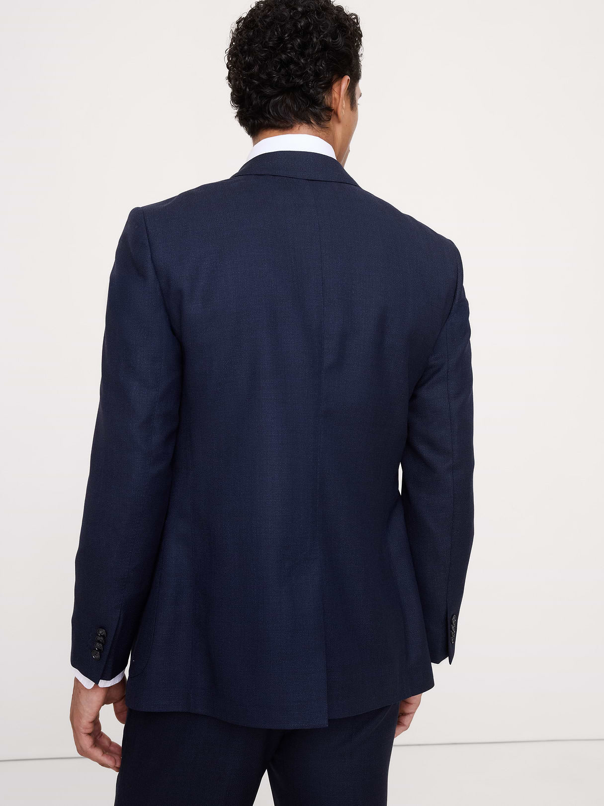 Tailored Slim-Fit Italian Wool Ventile Suit Jacket - Navy Blue