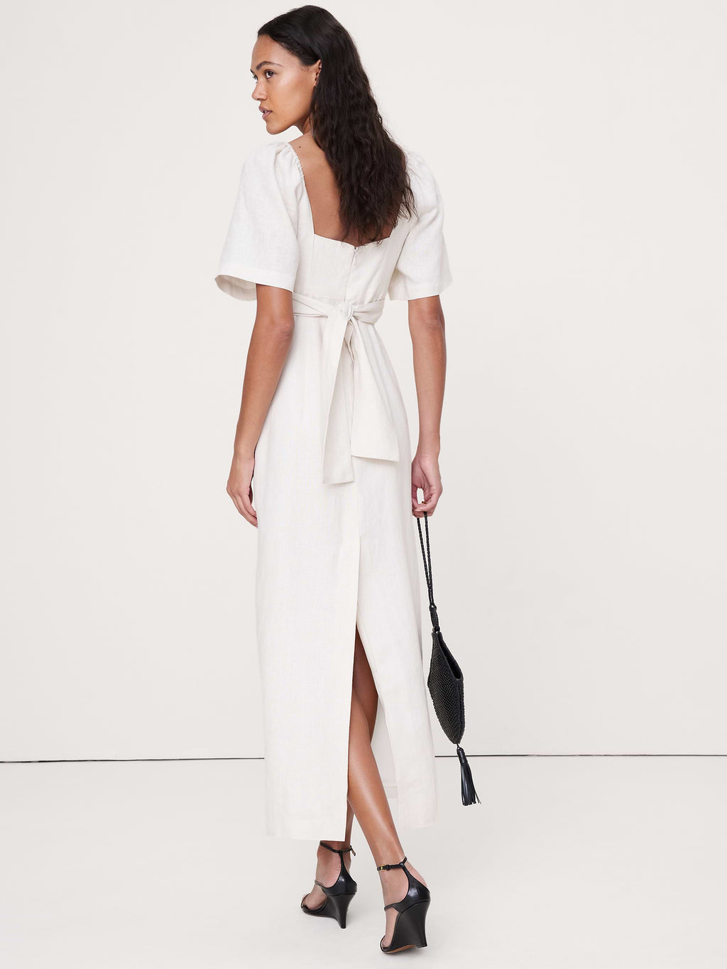 Linen Sweetheart Maxi Dress - Cream White