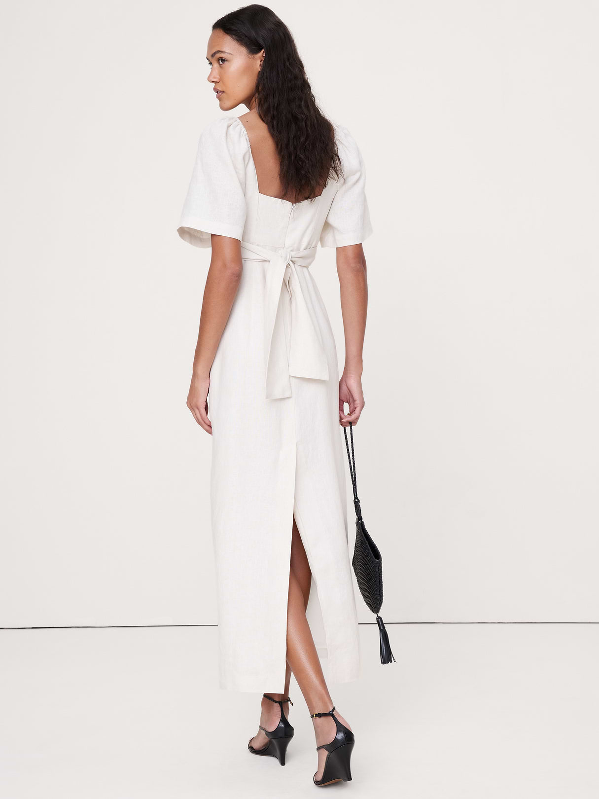 Linen Sweetheart Maxi Dress - Cream White