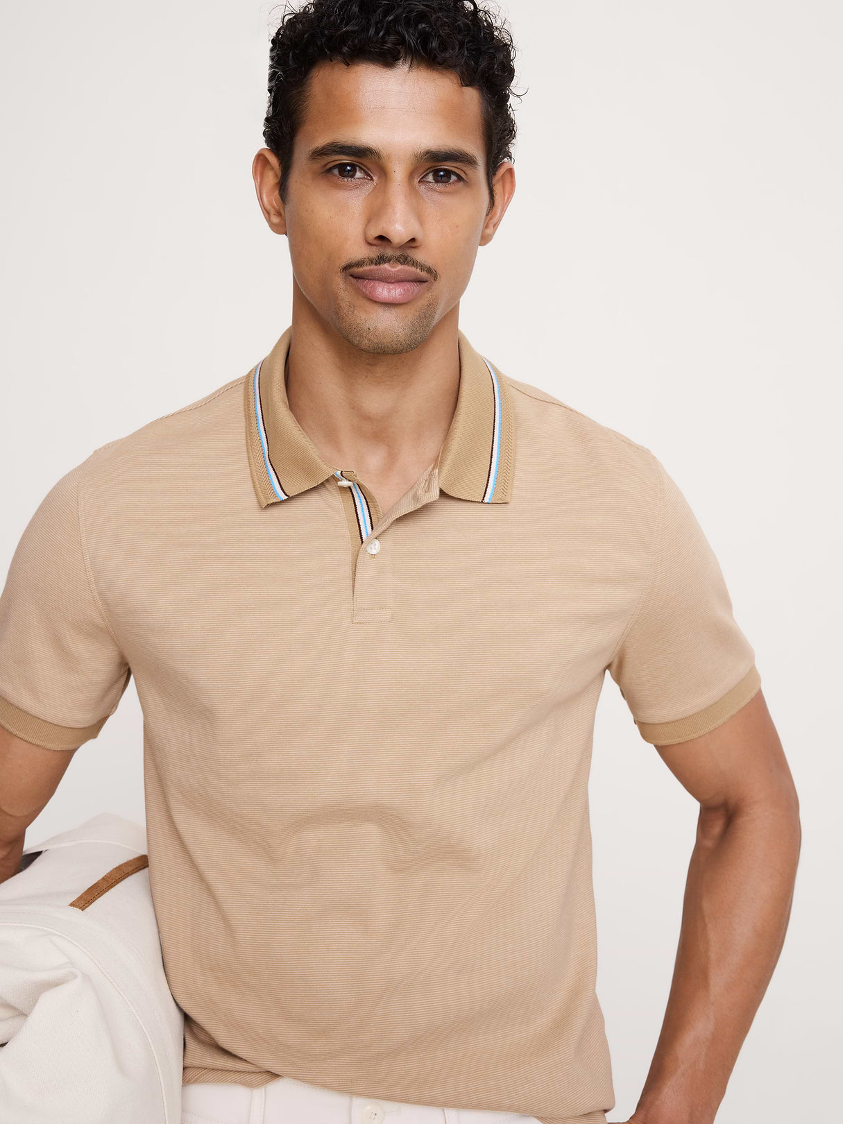 Luxury-Touch Polo - Khaki Beige Stripe