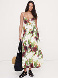 Linen Drop-Waist Maxi Dress - Pink Cactus Flower
