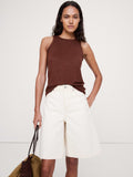Linen Cutaway Tank - Chocolate Brown