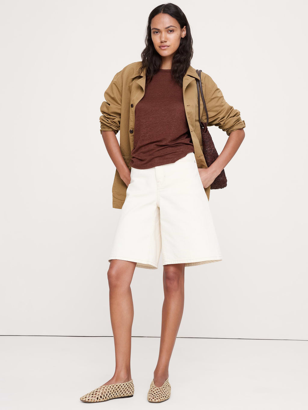 Linen Cutaway Tank - Chocolate Brown