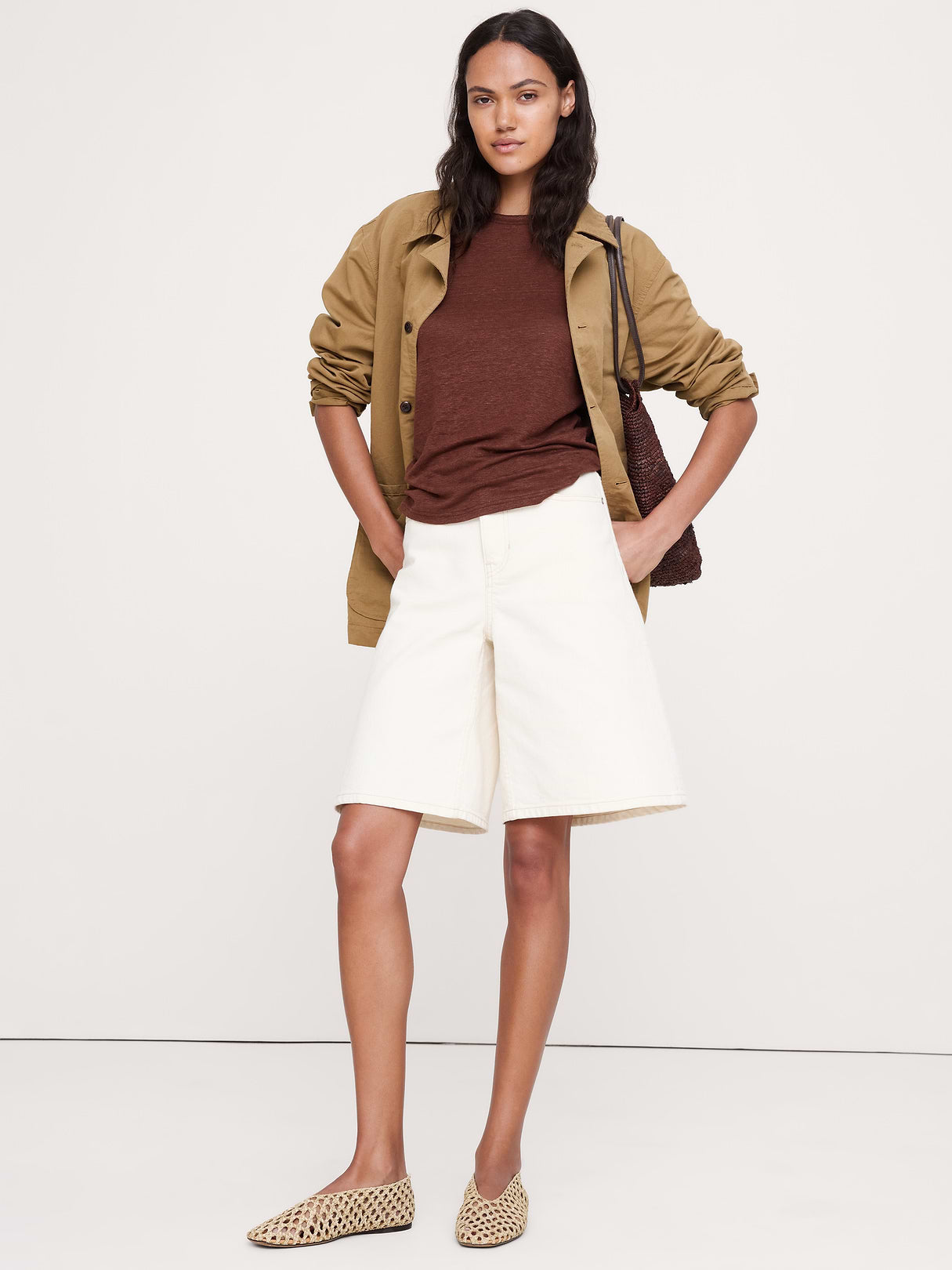 Linen Cutaway Tank - Chocolate Brown