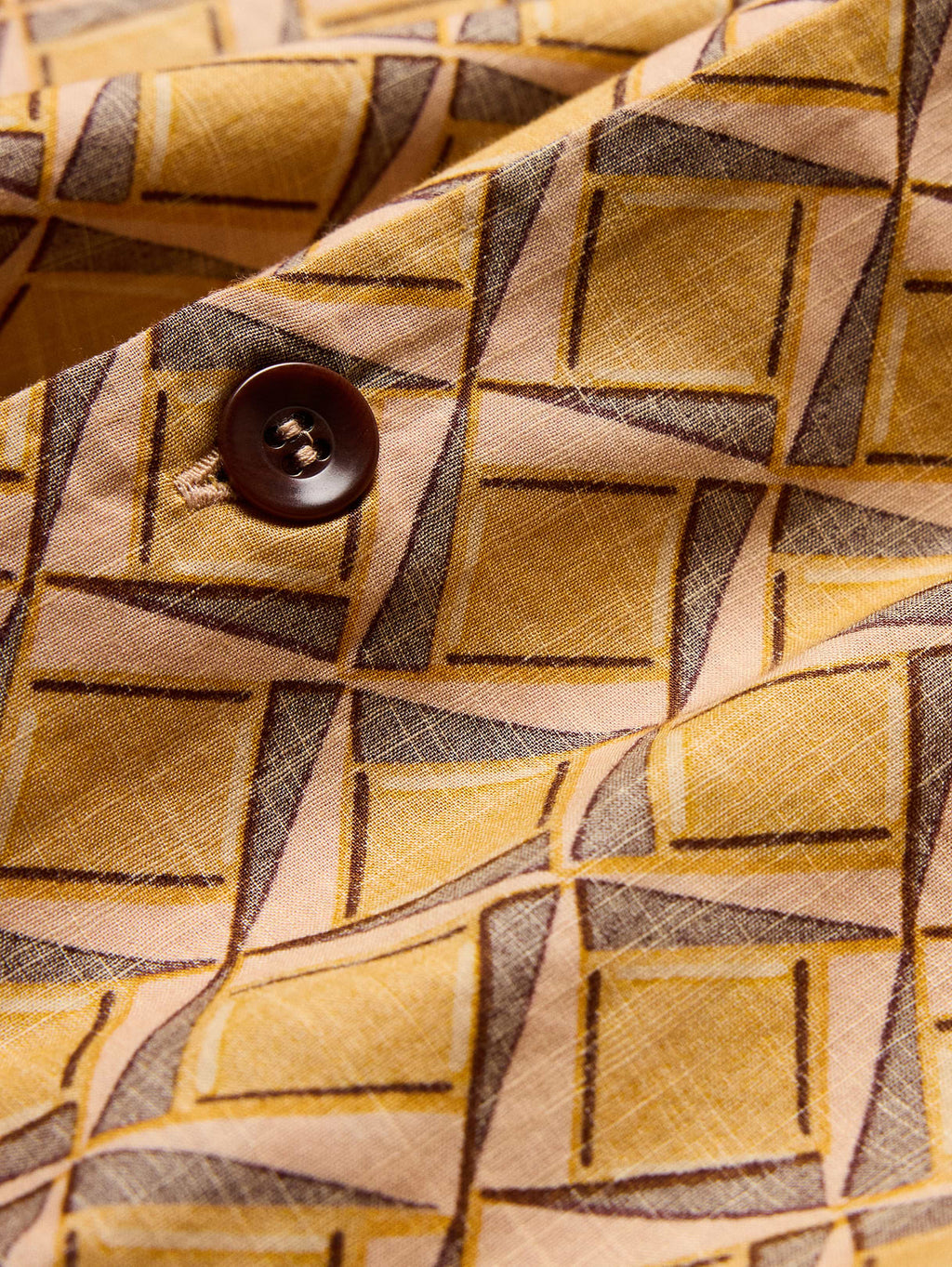 Relaxed-Fit Cotton Slub Resort Shirt - Yellow & Pink Print