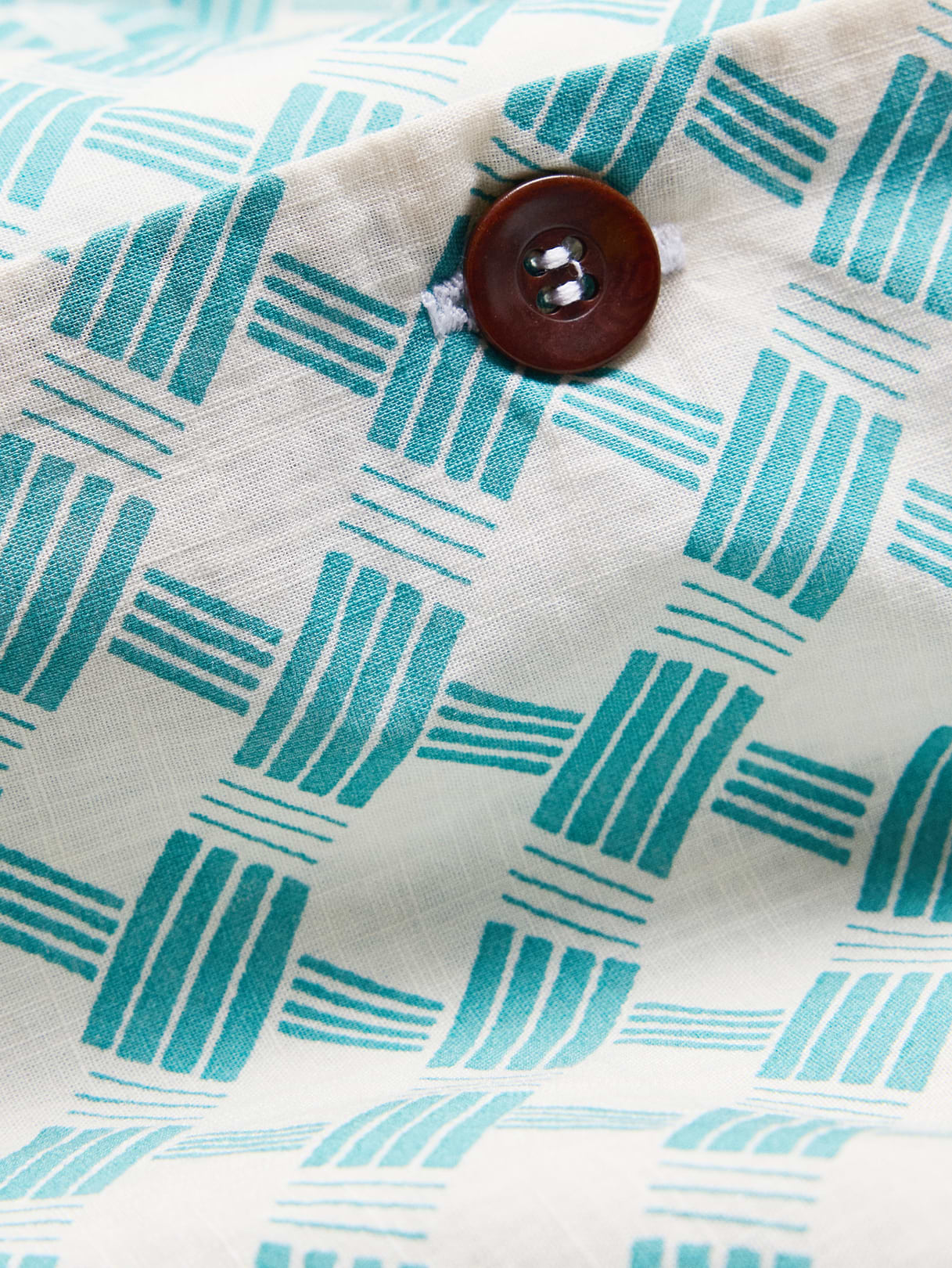 Relaxed-Fit Cotton Slub Resort Shirt - Teal Print