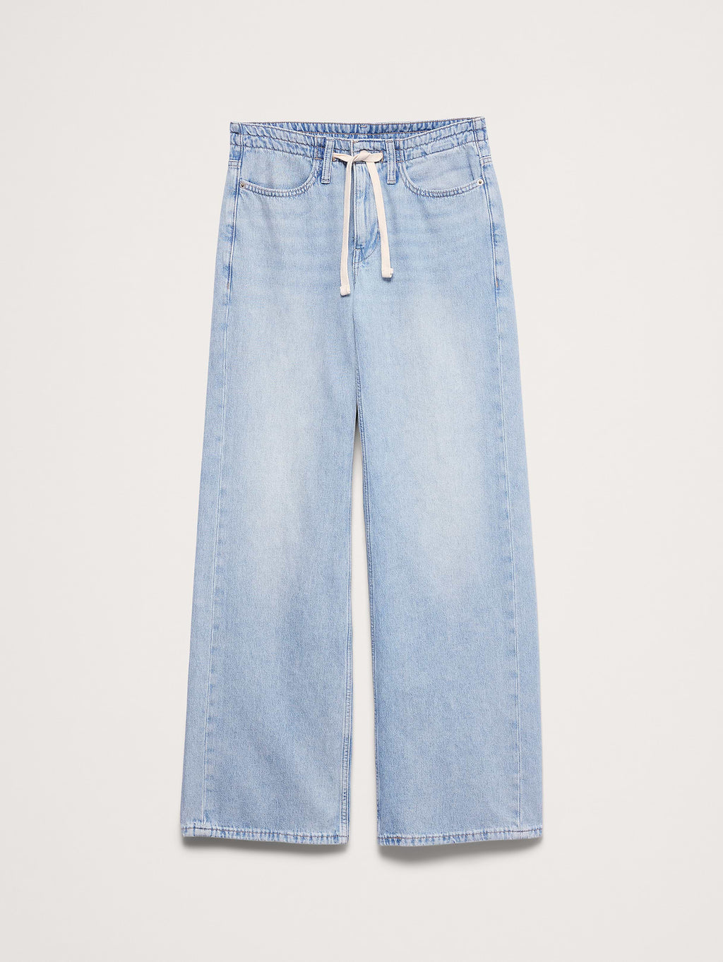 Mid-Rise Wide-Leg Drawstring Jean - Light Wash