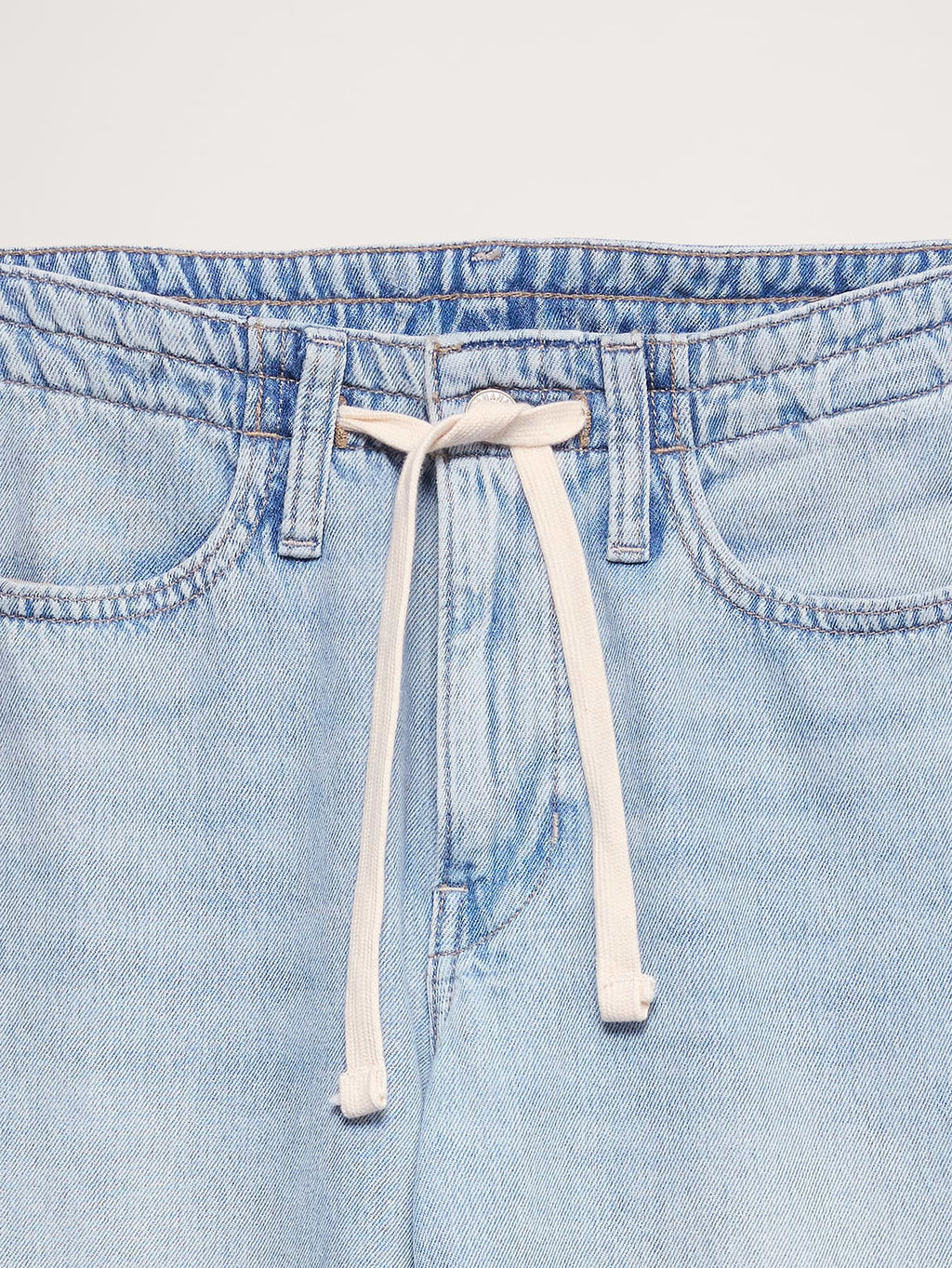 Mid-Rise Wide-Leg Drawstring Jean - Light Wash