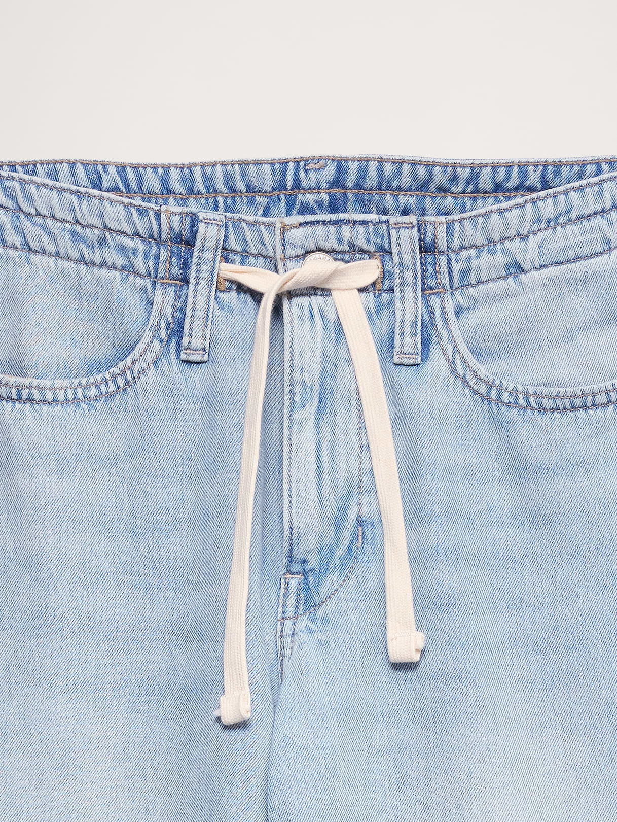 Mid-Rise Wide-Leg Drawstring Jean - Light Wash