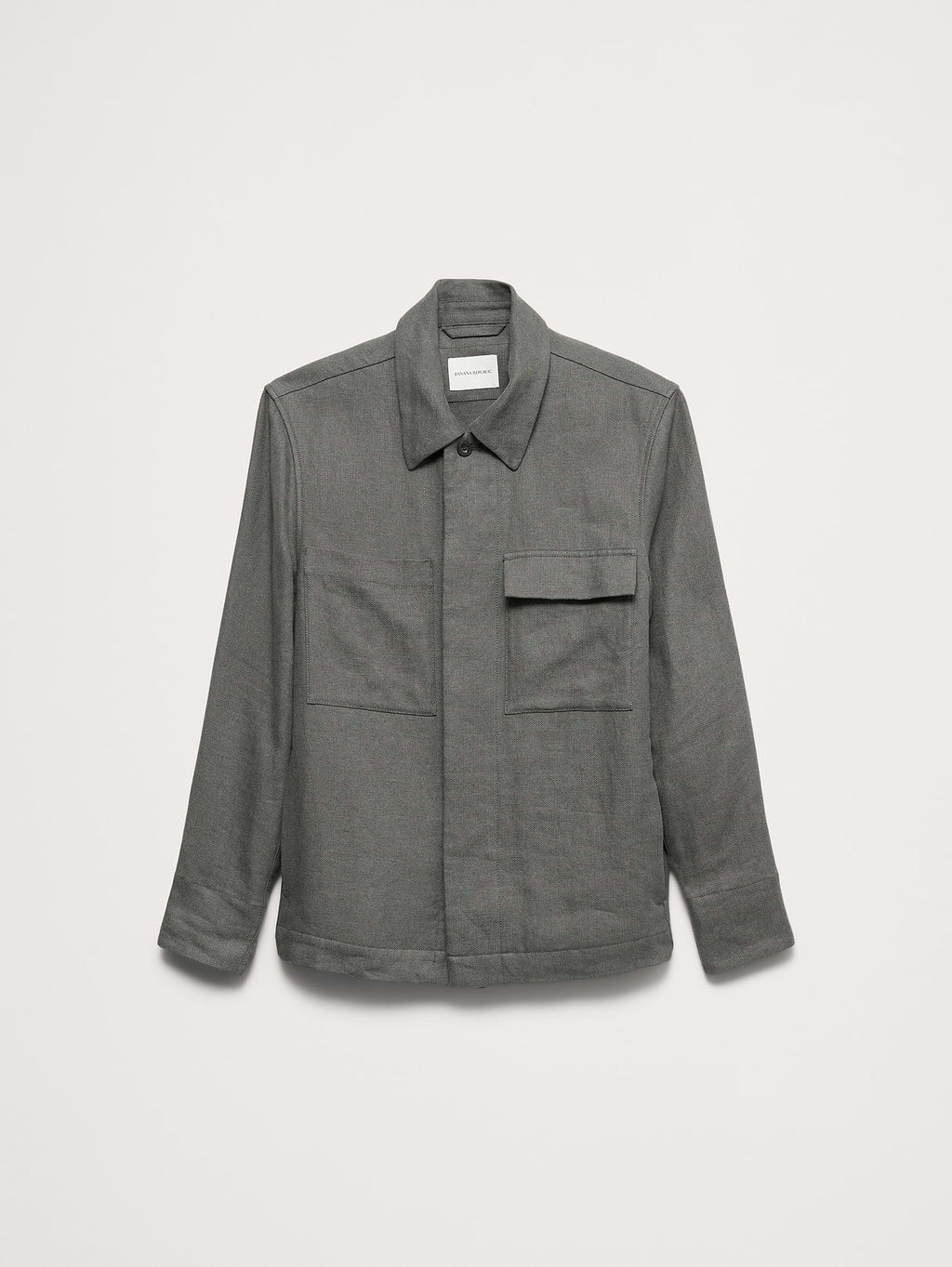 Linen Four-Pocket Shirt Jacket - Dark Olive Green