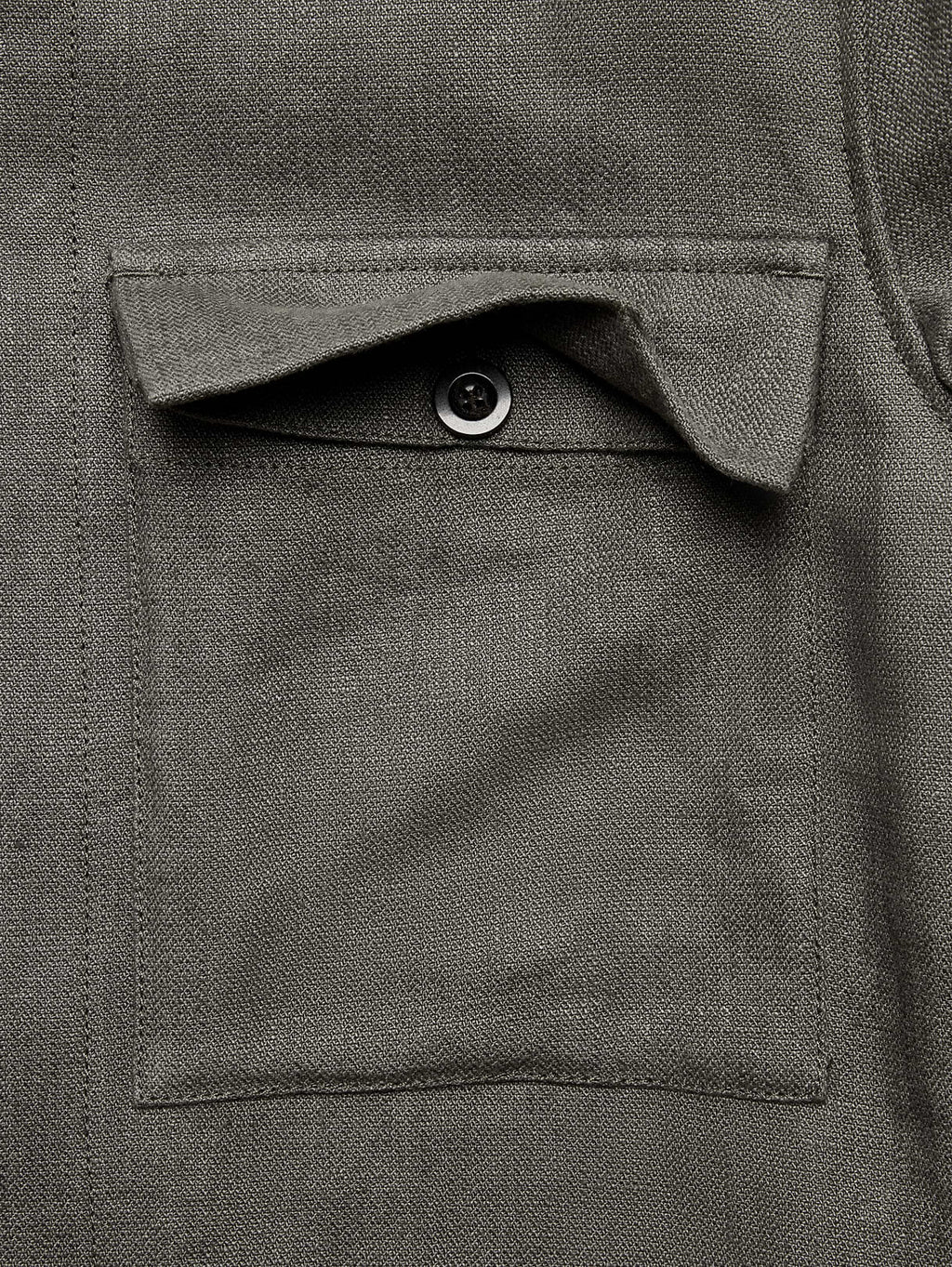 Linen Four-Pocket Shirt Jacket - Dark Olive Green