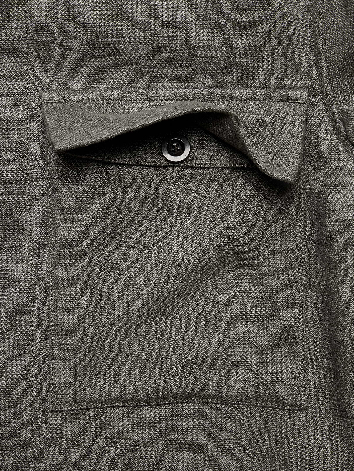 Linen Four-Pocket Shirt Jacket - Dark Olive Green