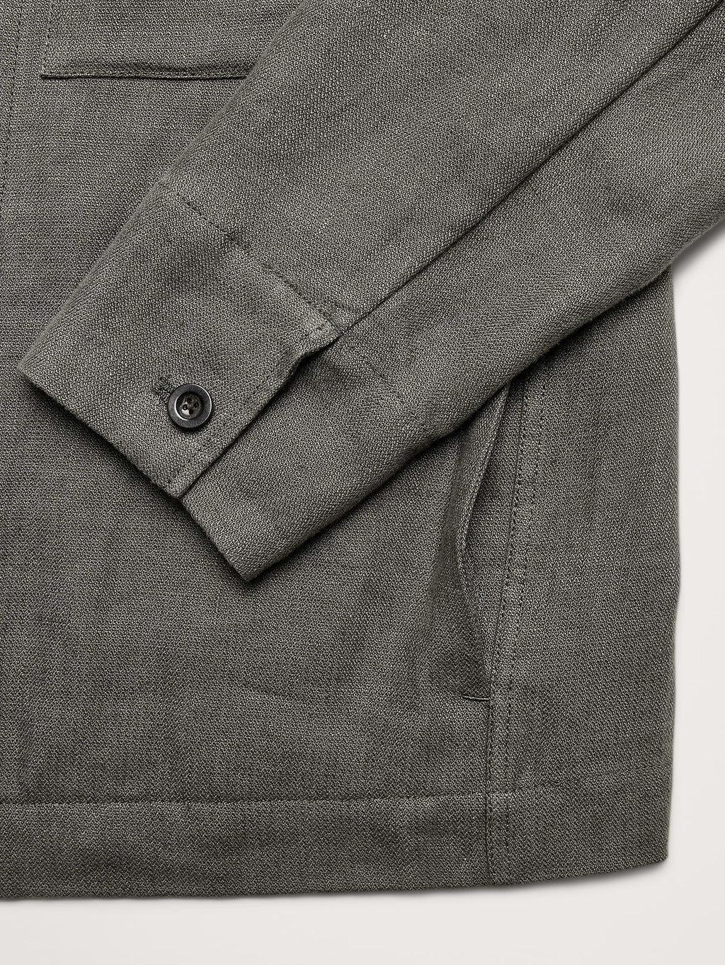 Linen Four-Pocket Shirt Jacket - Dark Olive Green