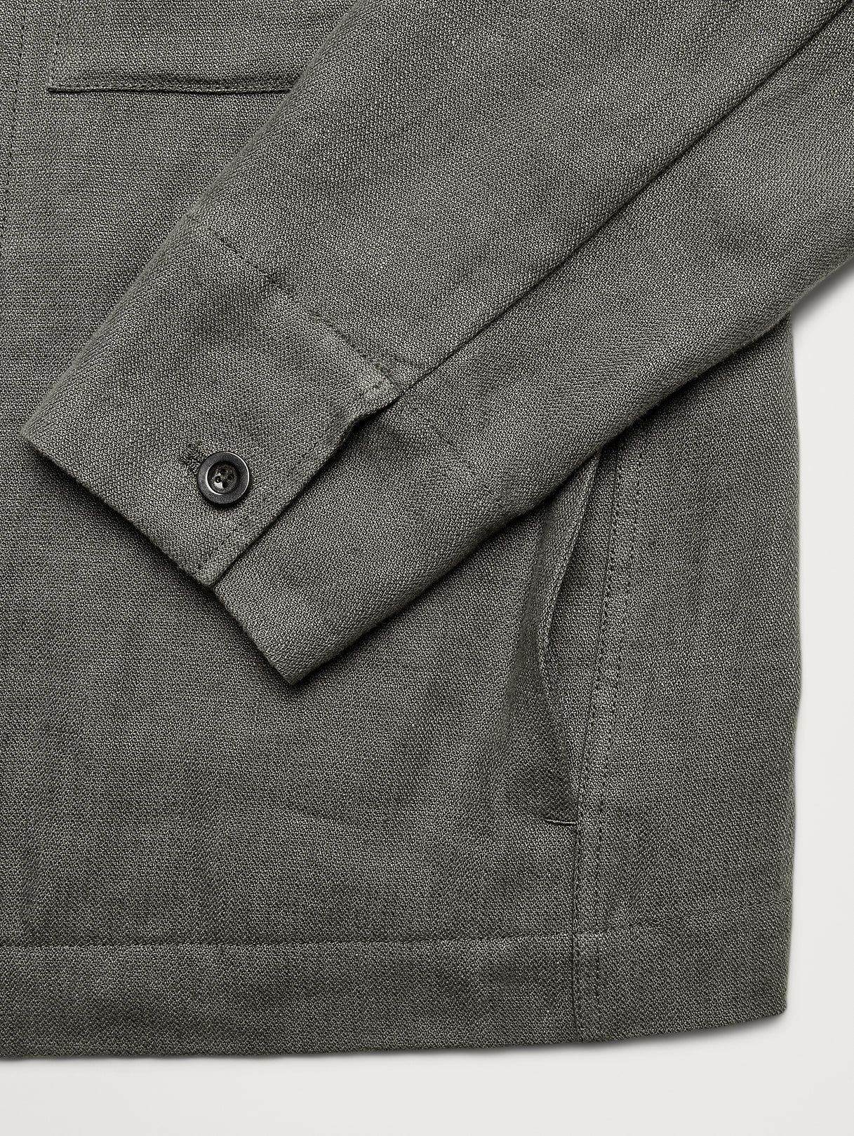 Linen Four-Pocket Shirt Jacket - Dark Olive Green