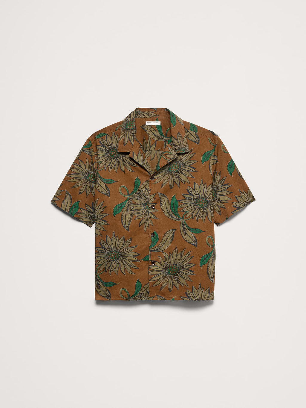Relaxed-Fit Cotton Slub Resort Shirt - Brown Floral
