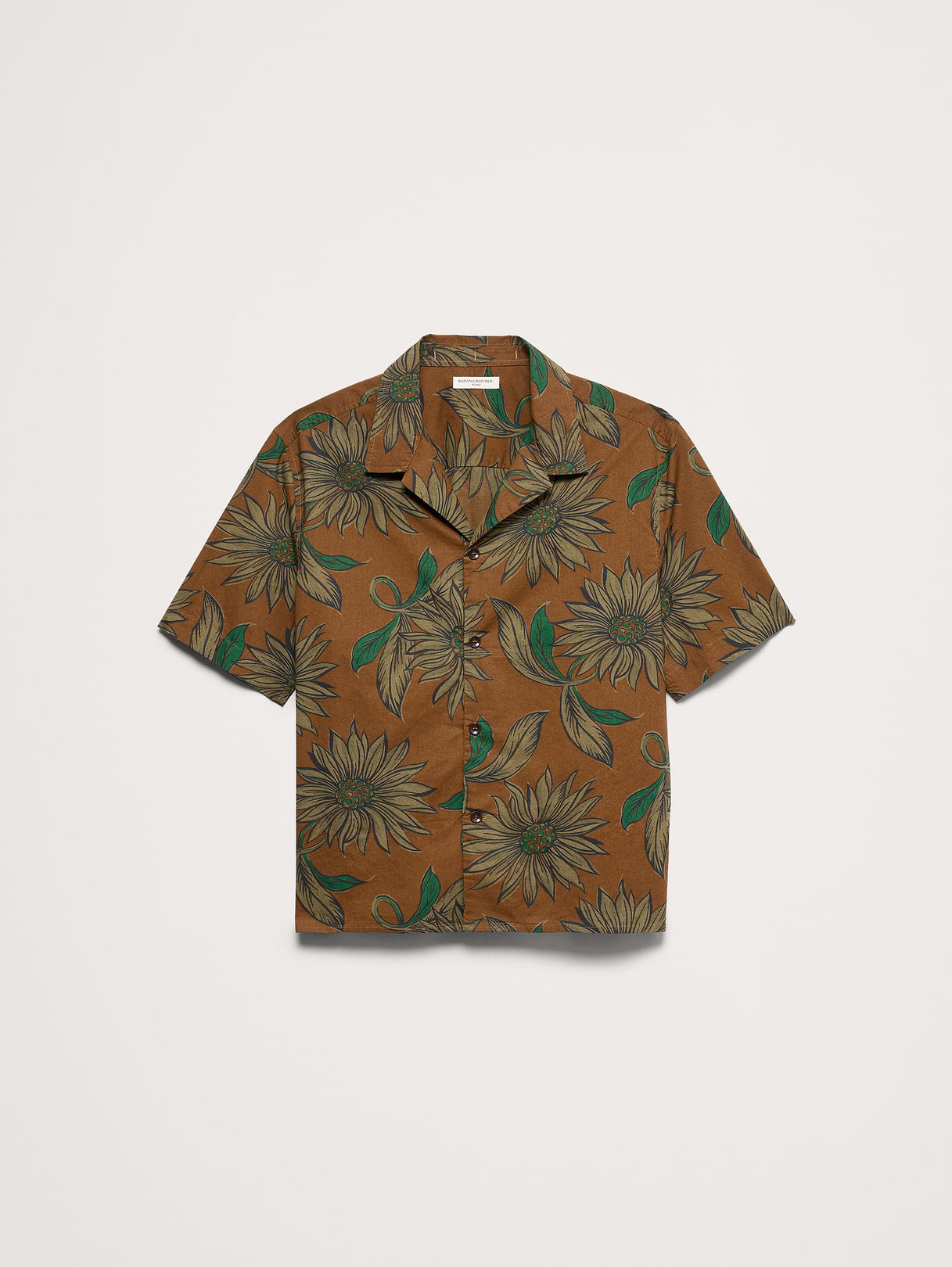 Relaxed-Fit Cotton Slub Resort Shirt - Brown Floral