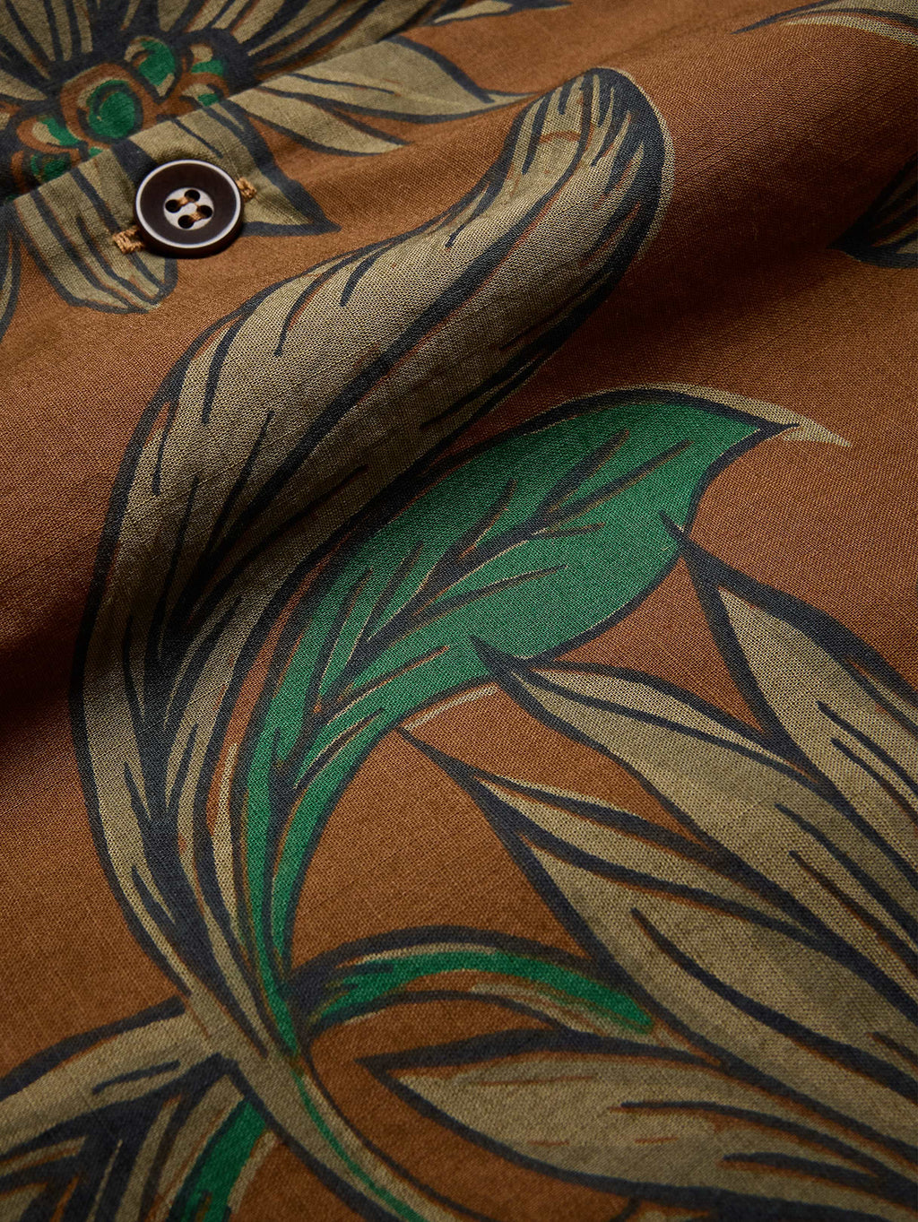 Relaxed-Fit Cotton Slub Resort Shirt - Brown Floral