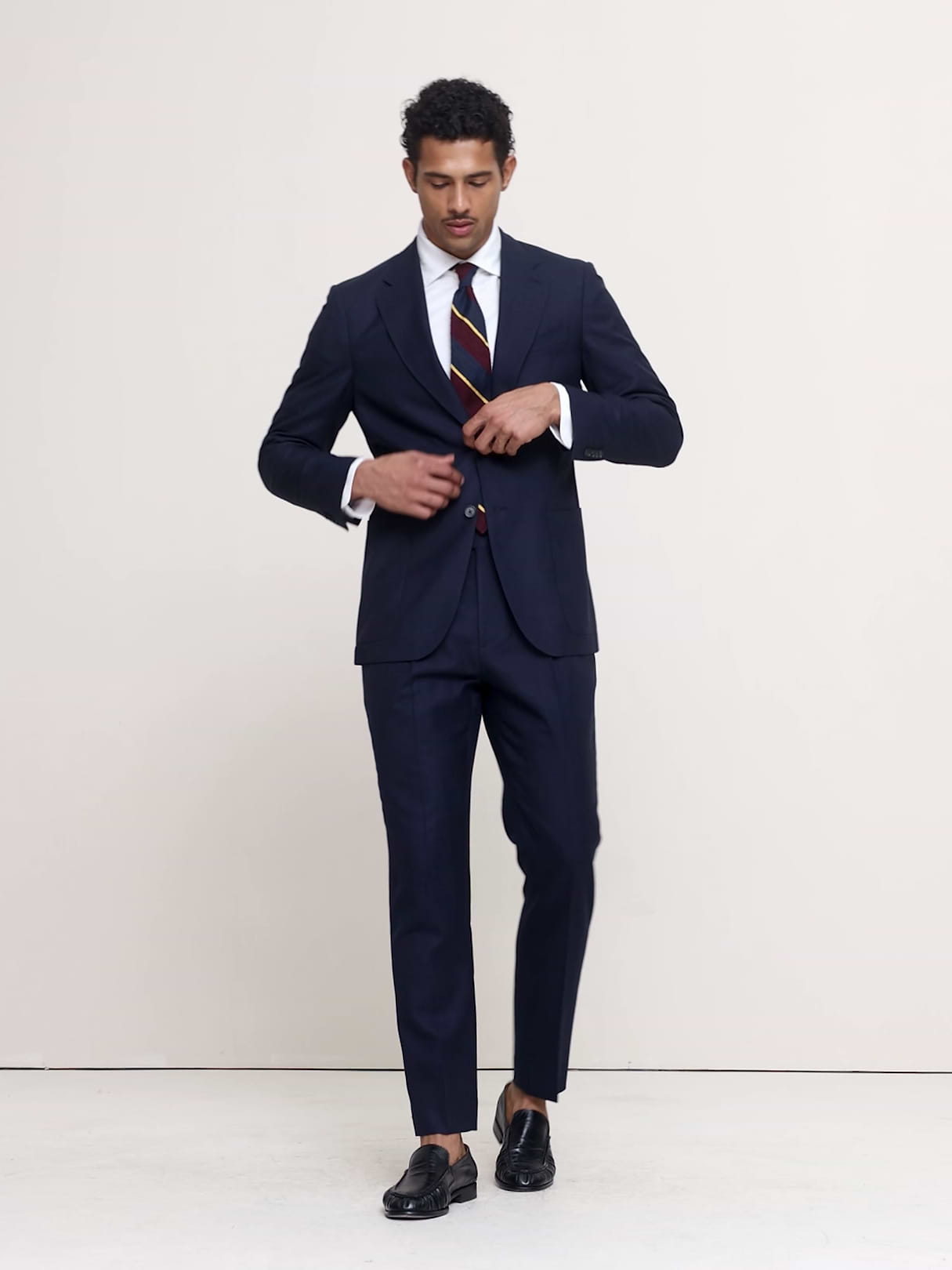 Tailored Slim-Fit Italian Wool Ventile Suit Jacket - Navy Blue