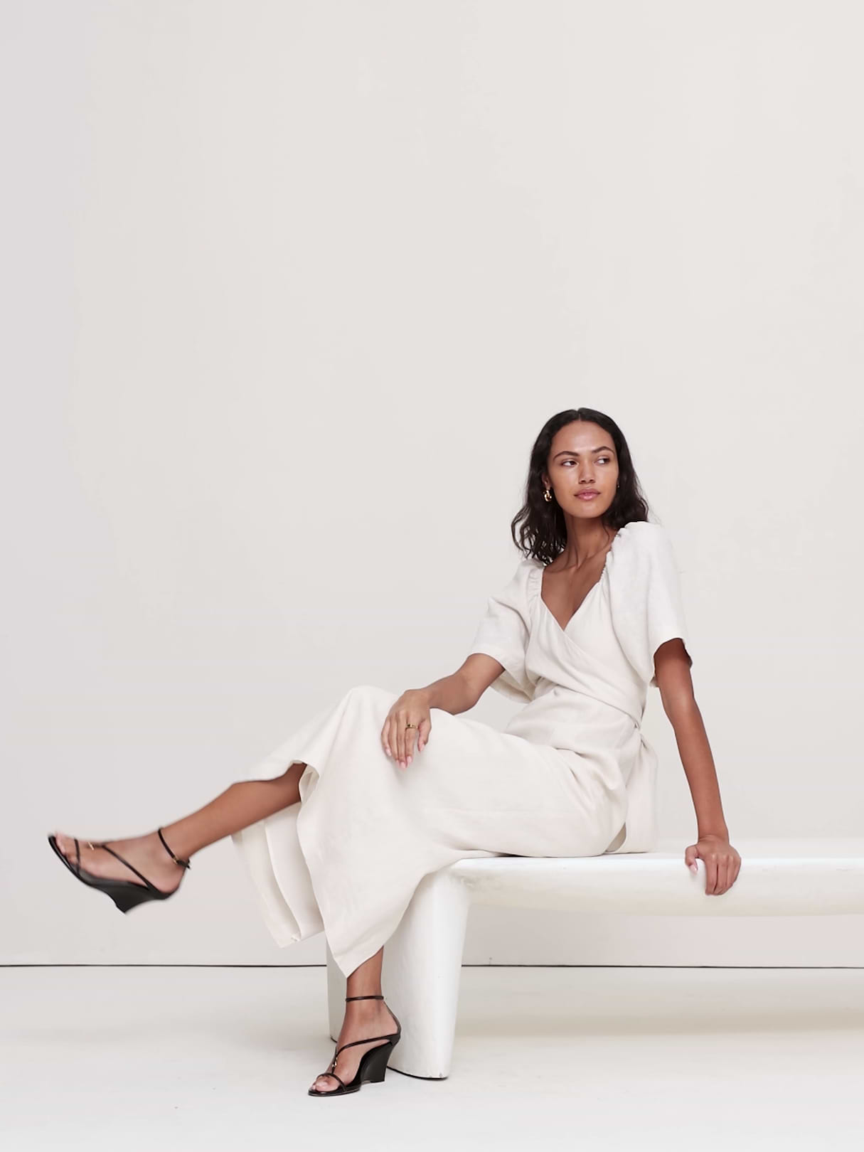 Linen Sweetheart Maxi Dress - Cream White