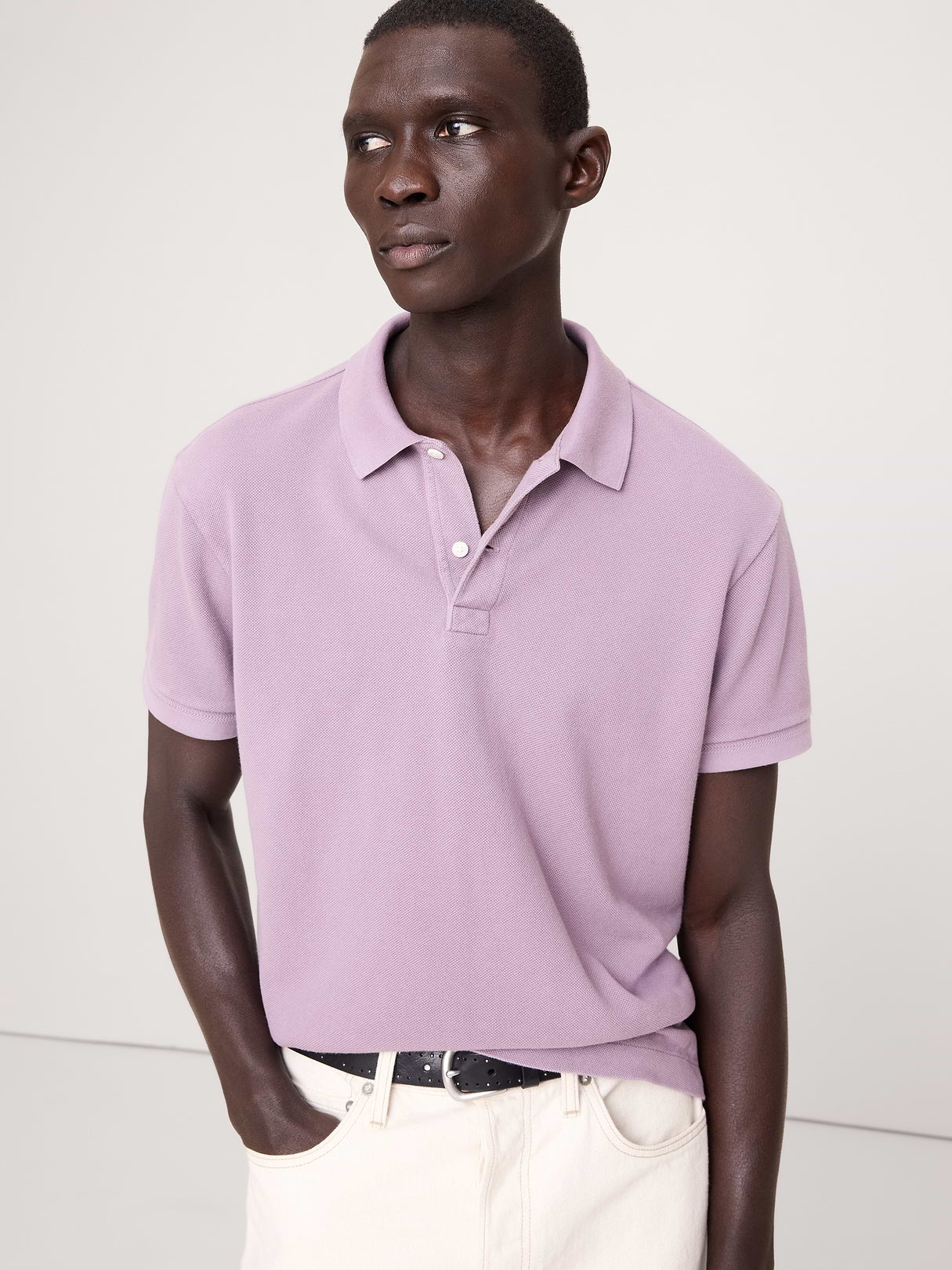 Sueded Cotton Pique Polo - Arctic Dusk Purple
