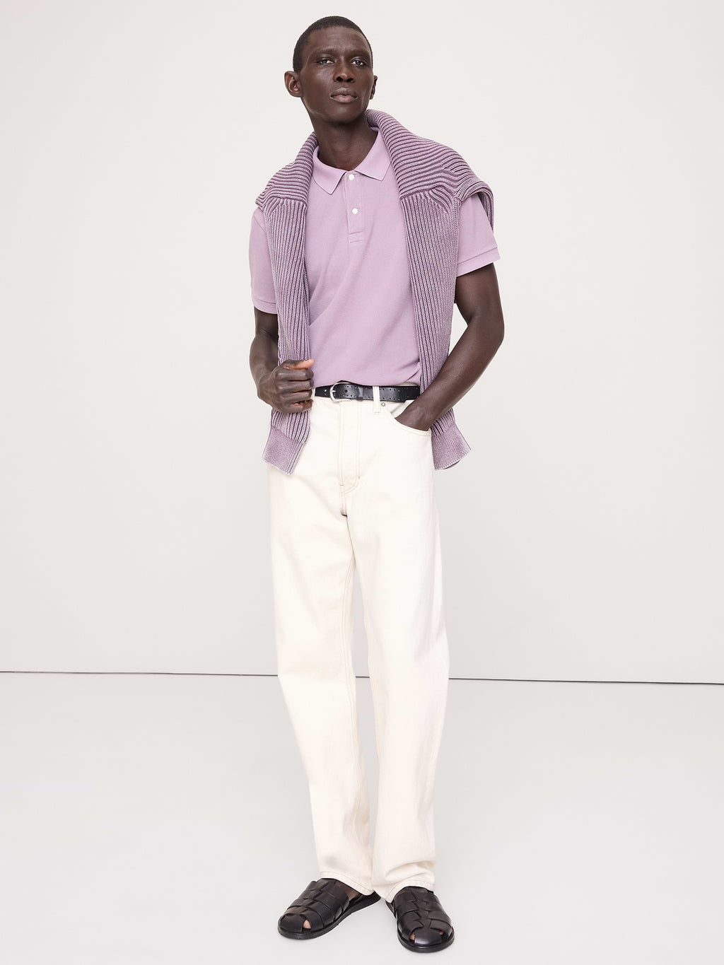 Sueded Cotton Pique Polo - Arctic Dusk Purple