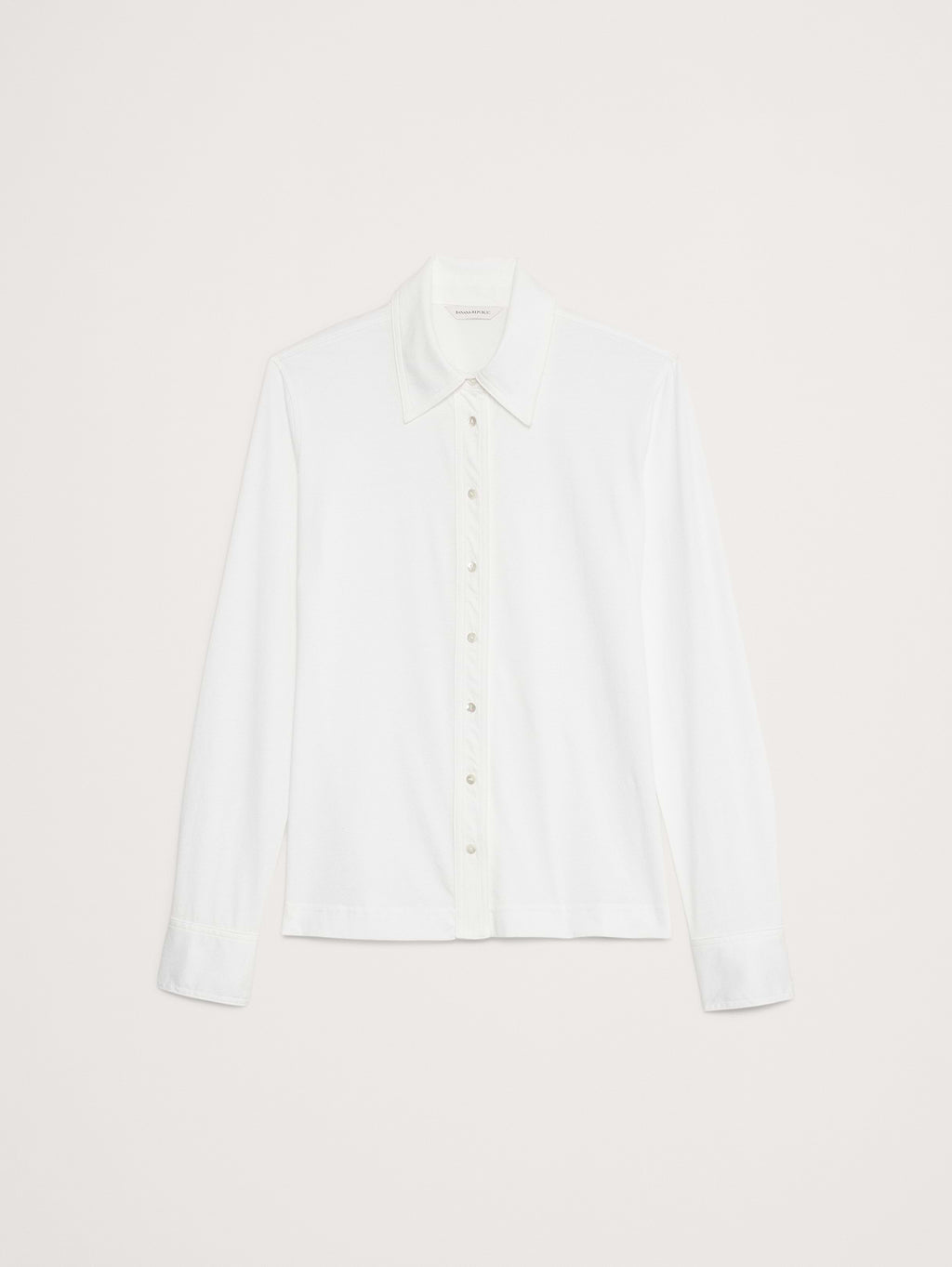 Silky Cotton Long-Sleeve Button-Down Shirt - White