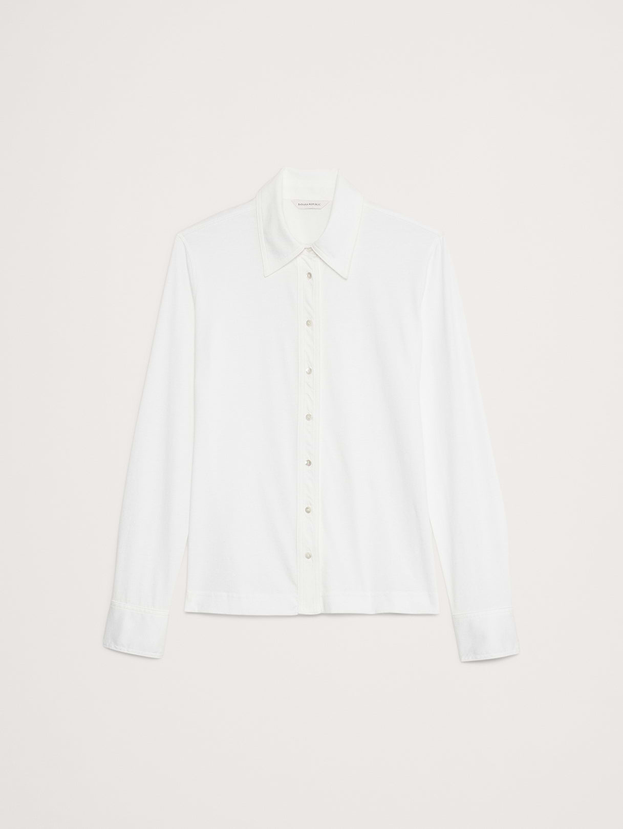 Silky Cotton Long-Sleeve Button-Down Shirt - White