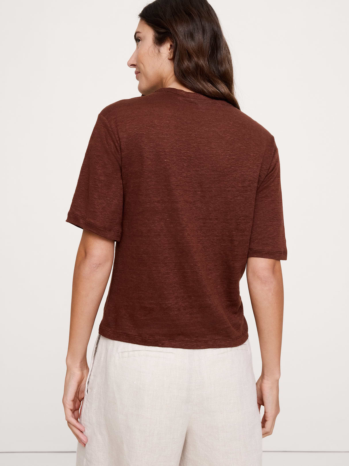 Relaxed Linen T-Shirt - Chocolate Brown