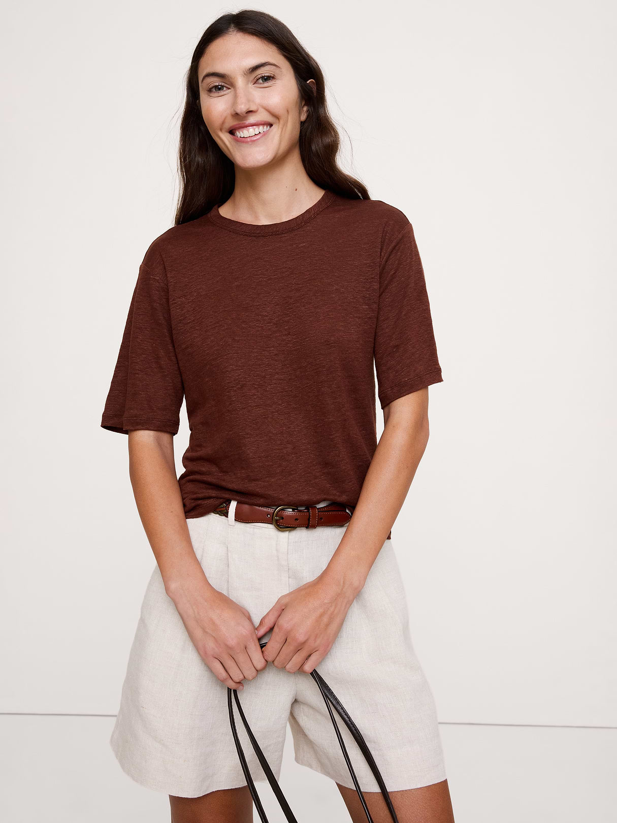 Relaxed Linen T-Shirt - Chocolate Brown