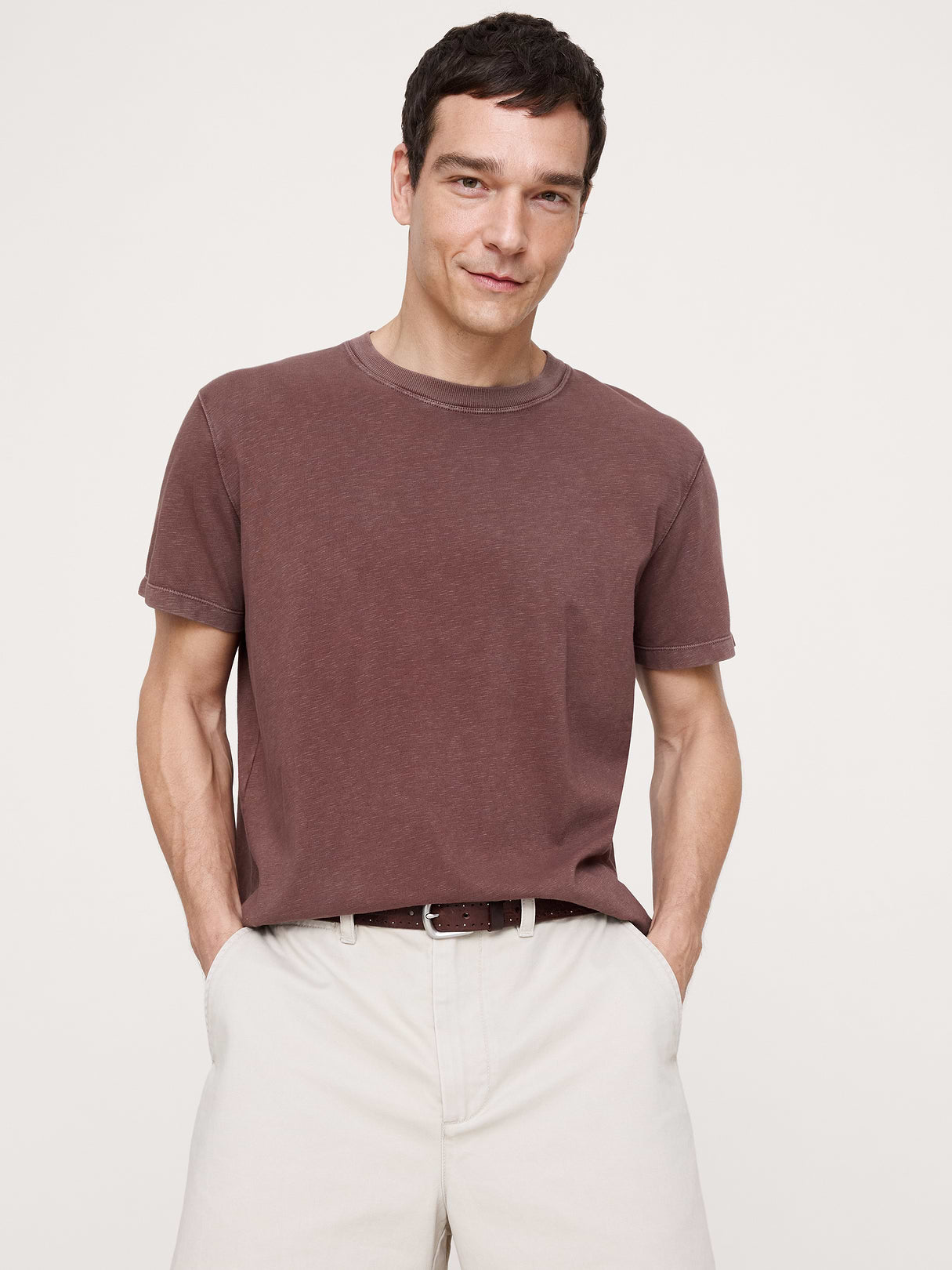 Midweight Cotton Slub Crew-Neck T-Shirt - Radicchio Burgundy-Brown