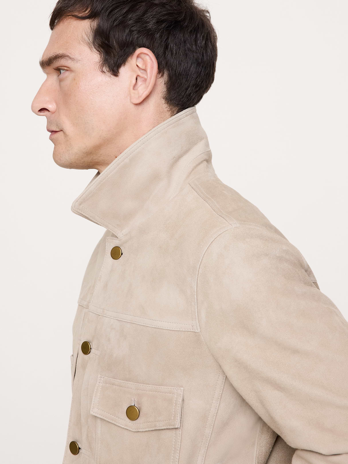 Suede Trucker Jacket - Tan