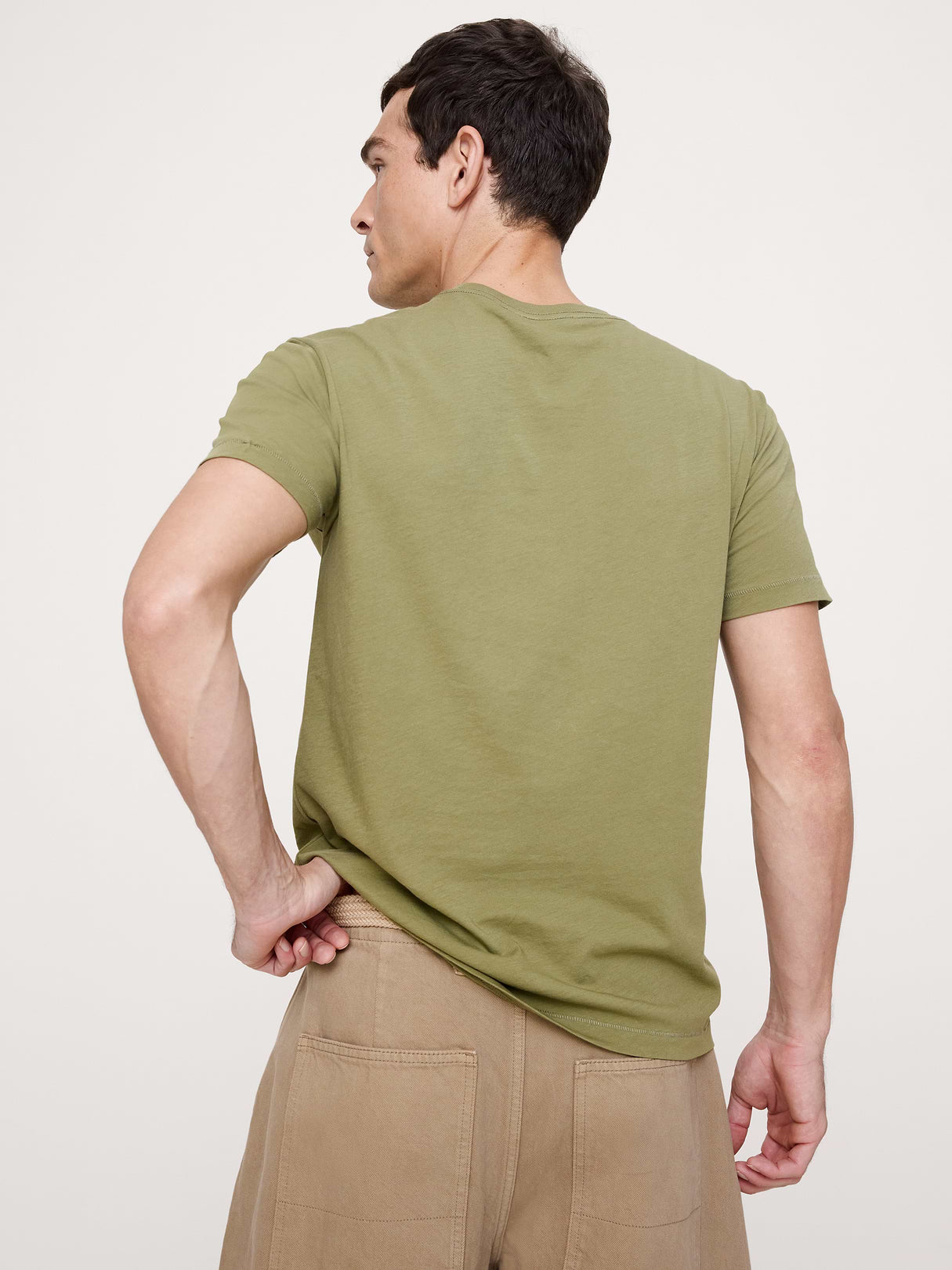 Lightweight Cotton Crew-Neck T-Shirt - Olive Green