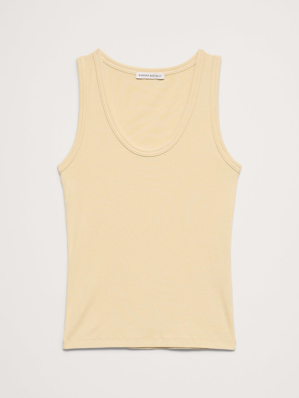 Ribbed Scoop-Neck Tank - Pale Straw Yellow