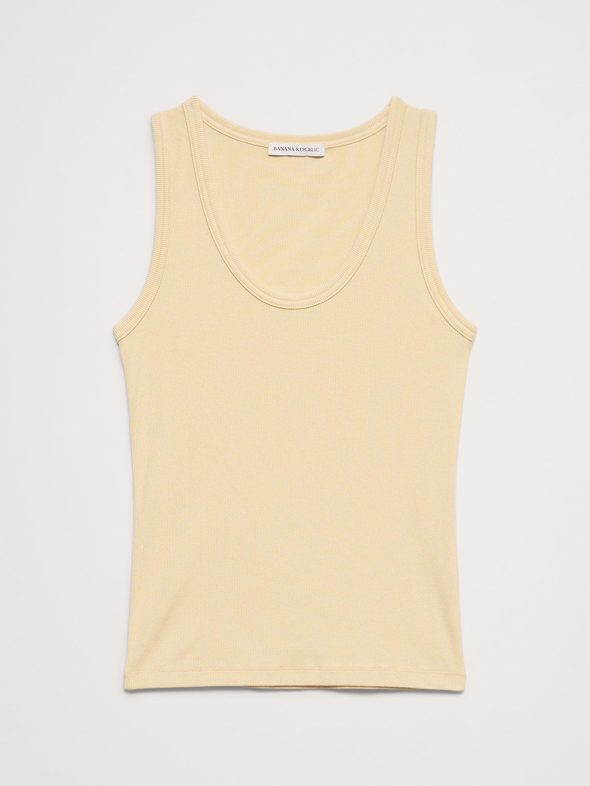 Ribbed Scoop-Neck Tank - Pale Straw Yellow