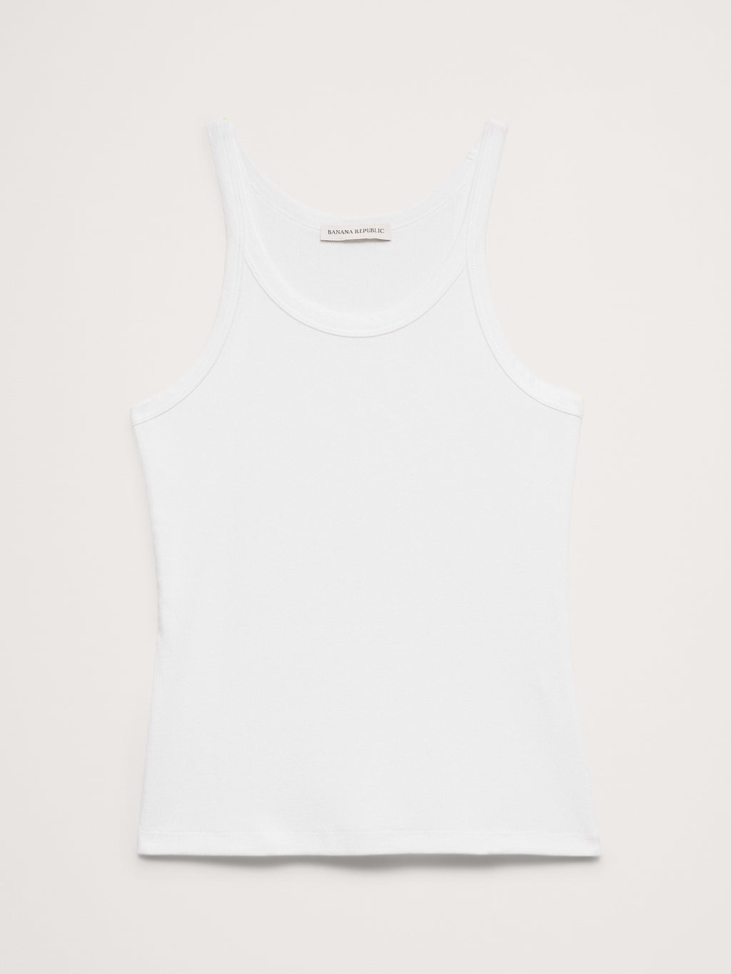Ribbed Scoop-Neck Tank - White