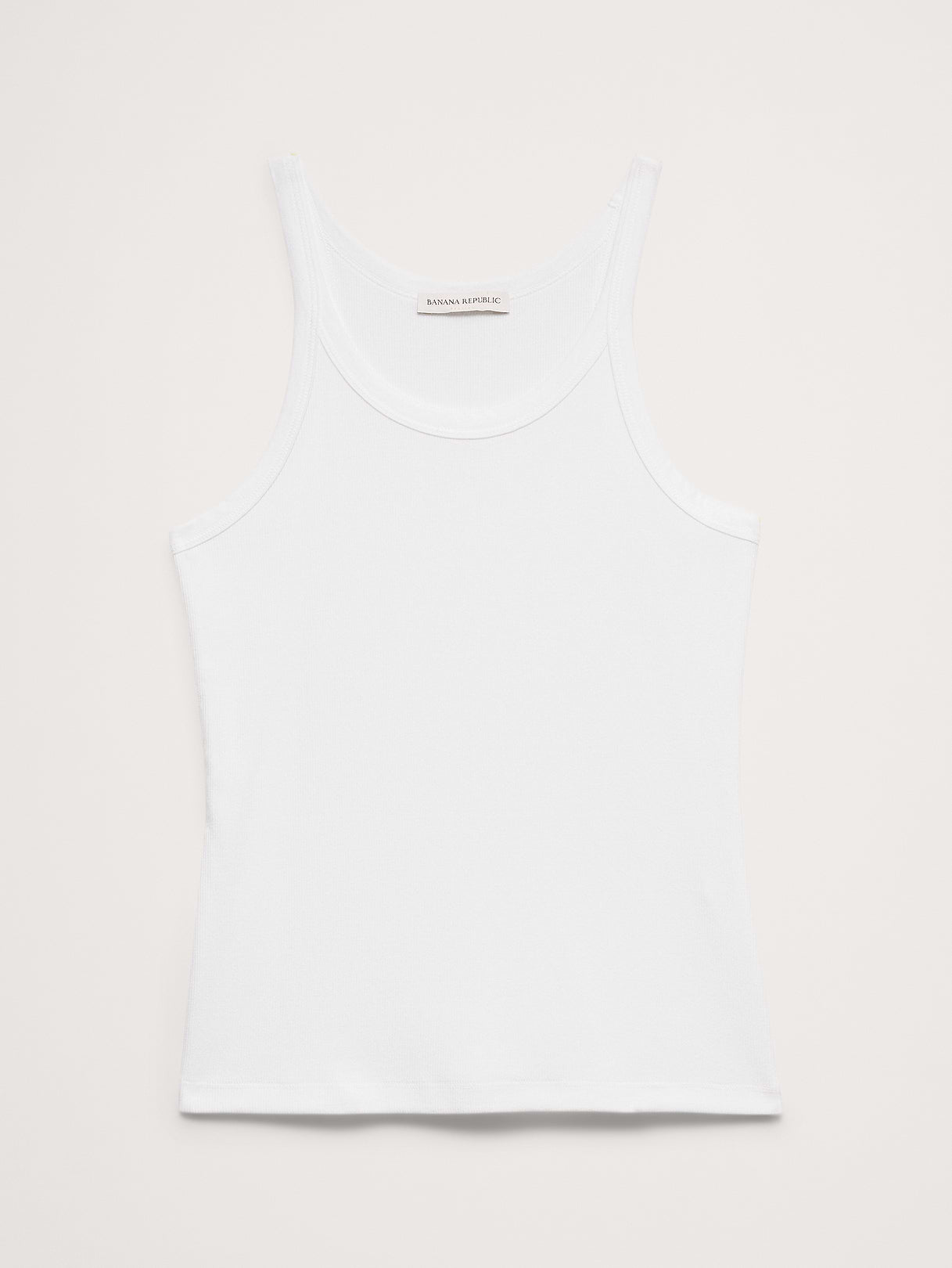 Ribbed Scoop-Neck Tank - White