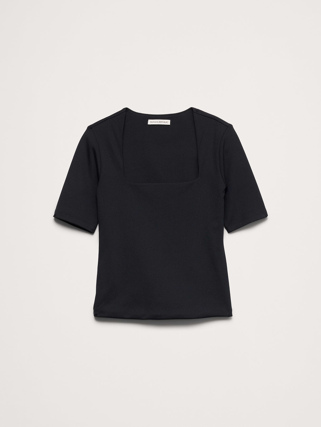 Sculpted-Stretch Square-Neck Top - Black