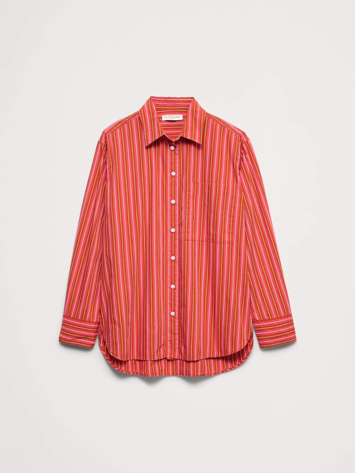 The Oversized Shirt in Cotton Poplin - Pink Stripe