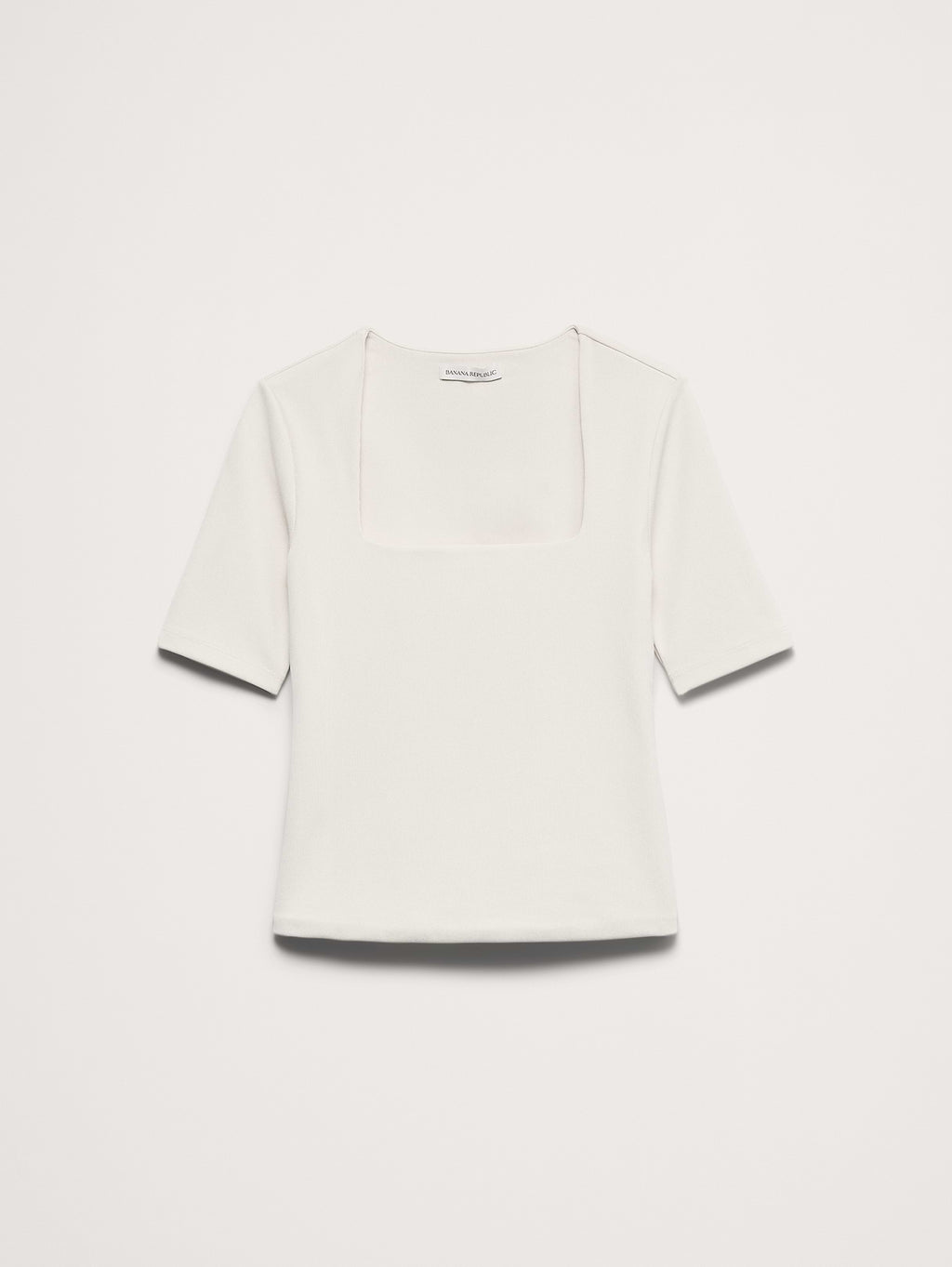 Sculpted-Stretch Square-Neck Top - Cream White