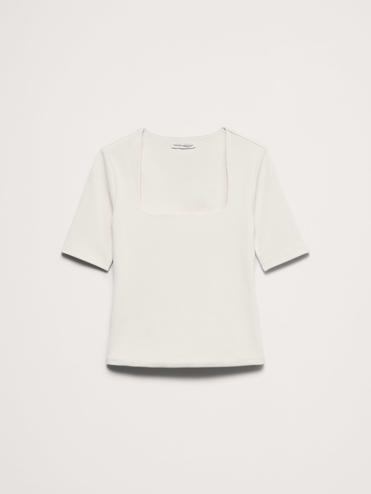 Sculpted-Stretch Square-Neck Top - Cream White