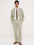 Tailored Slim-Fit Green Linen-Cotton Suit Pant - Cabana Green